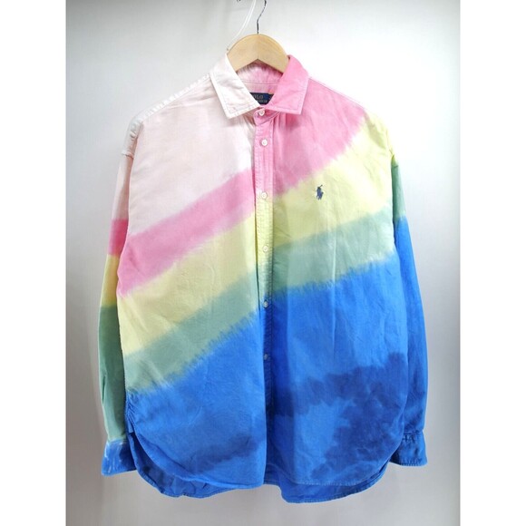 Polo Ralph Lauren Shirt Women's‎ Slim Tie Dye Custom Long Sleeve Button Up 14 - Picture 1 of 8